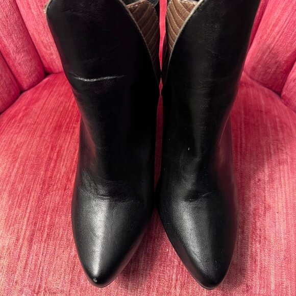 Mark. Black and Brown Ankle Booties Size 8 Vegan Friendly 3" Chunky Heel - Picture 4 of 8